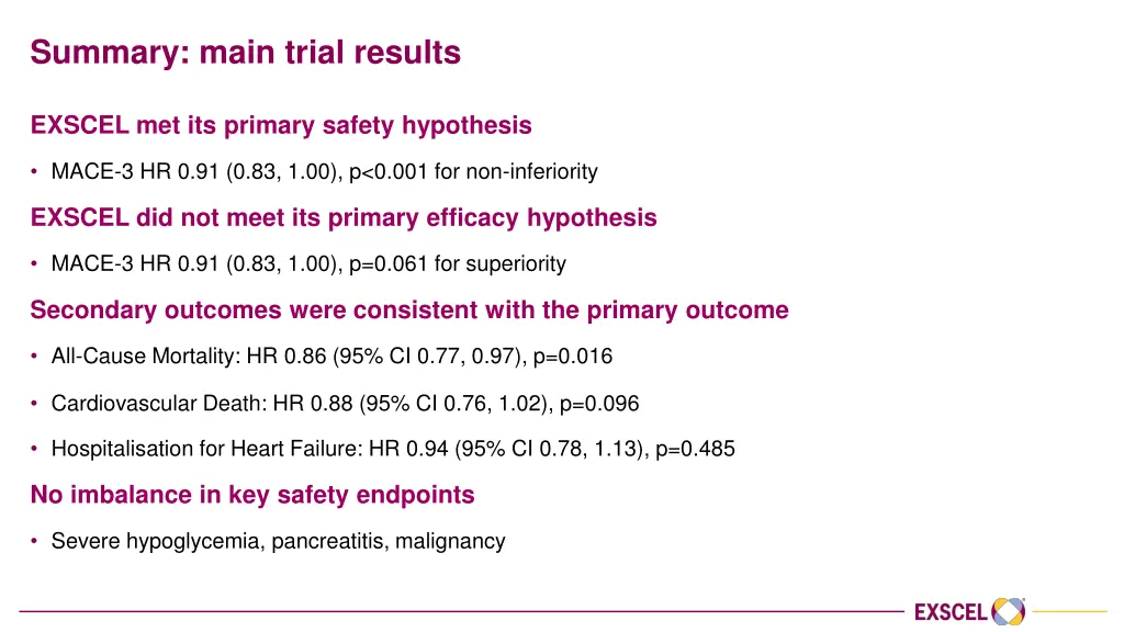 summary main trial results