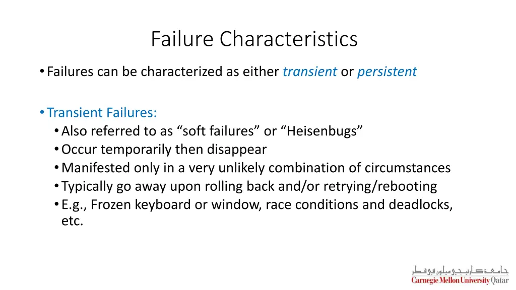 failure characteristics