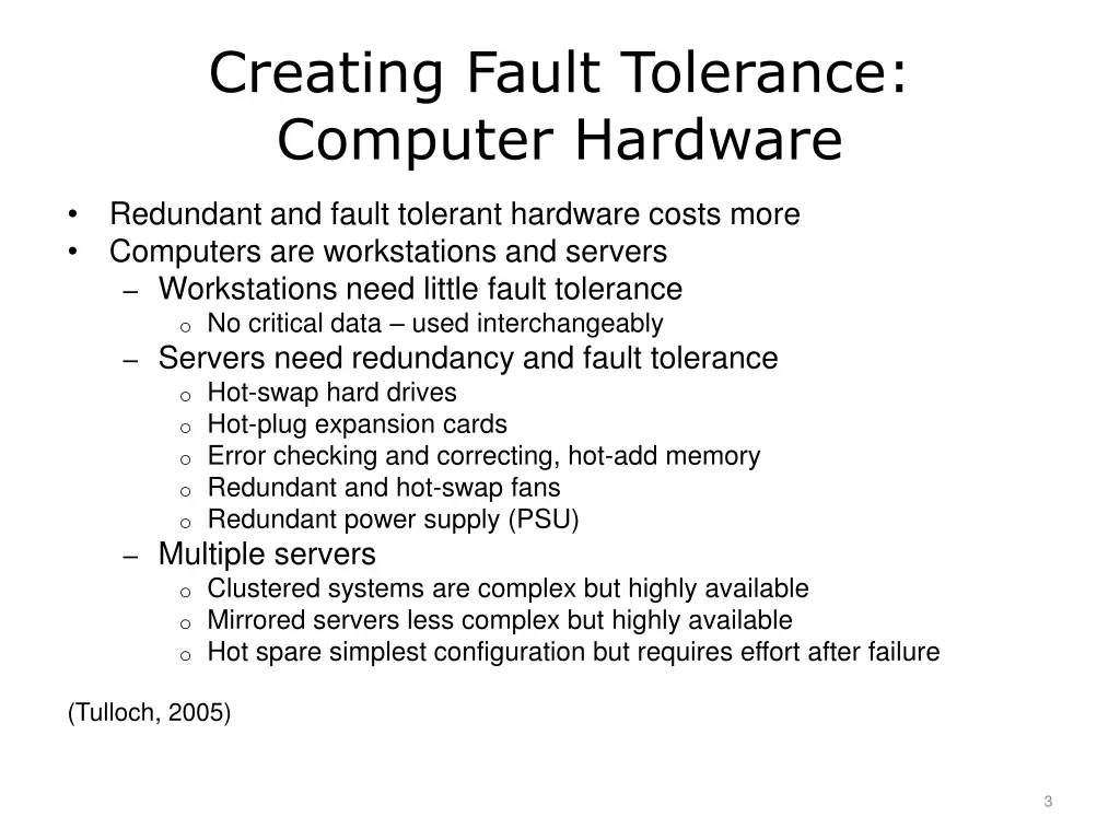 creating fault tolerance computer hardware