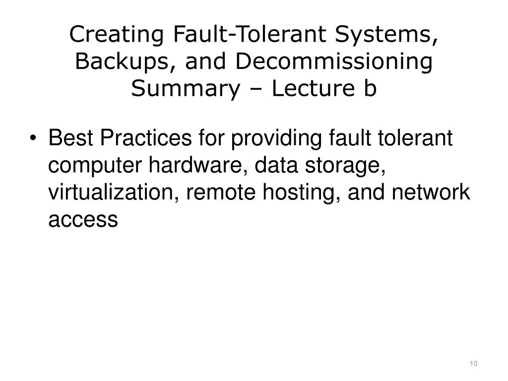 creating fault tolerant systems backups 1