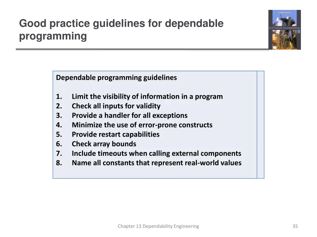 good practice guidelines for dependable