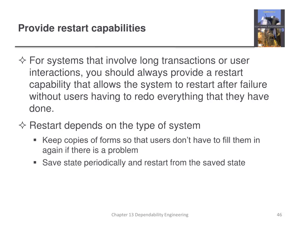 provide restart capabilities
