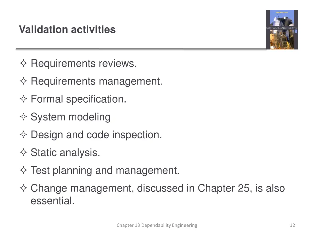 validation activities