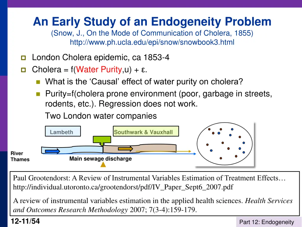 an early study of an endogeneity problem snow