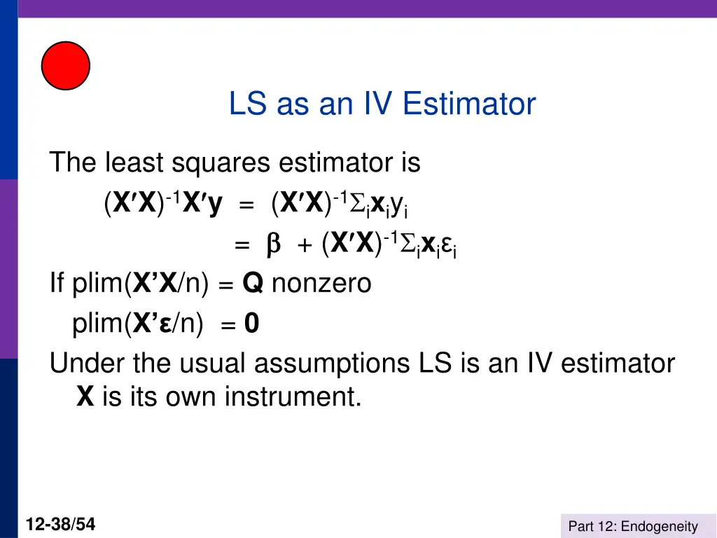 ls as an iv estimator