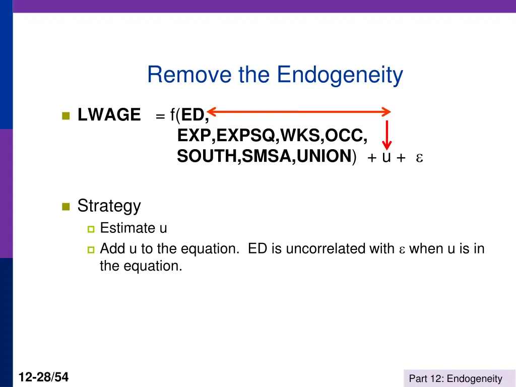 remove the endogeneity
