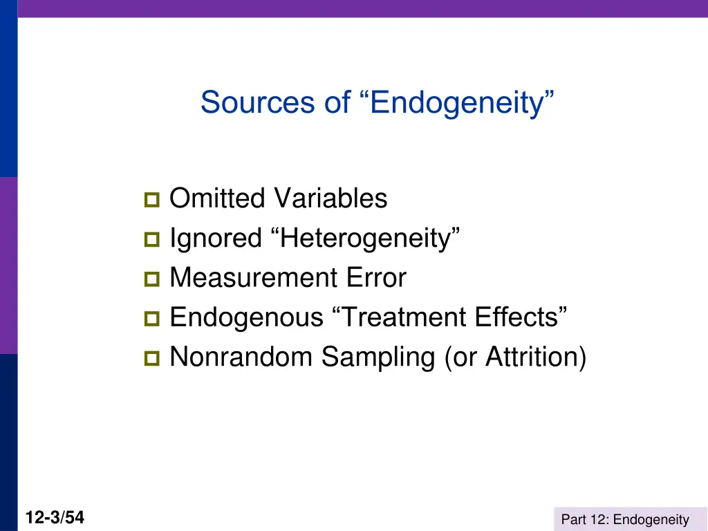 sources of endogeneity