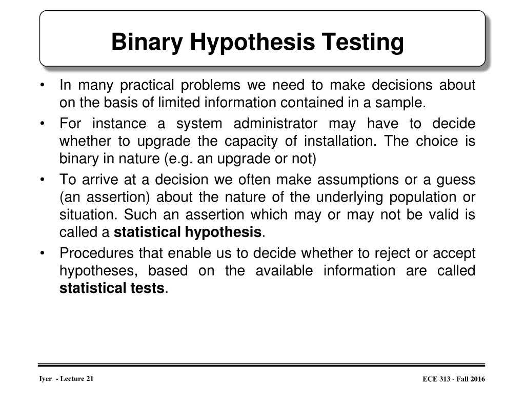 binary hypothesis testing 1