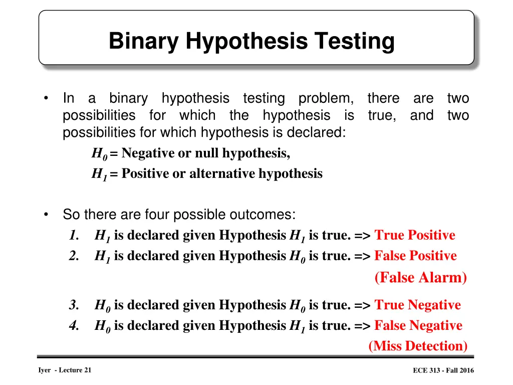 binary hypothesis testing 2