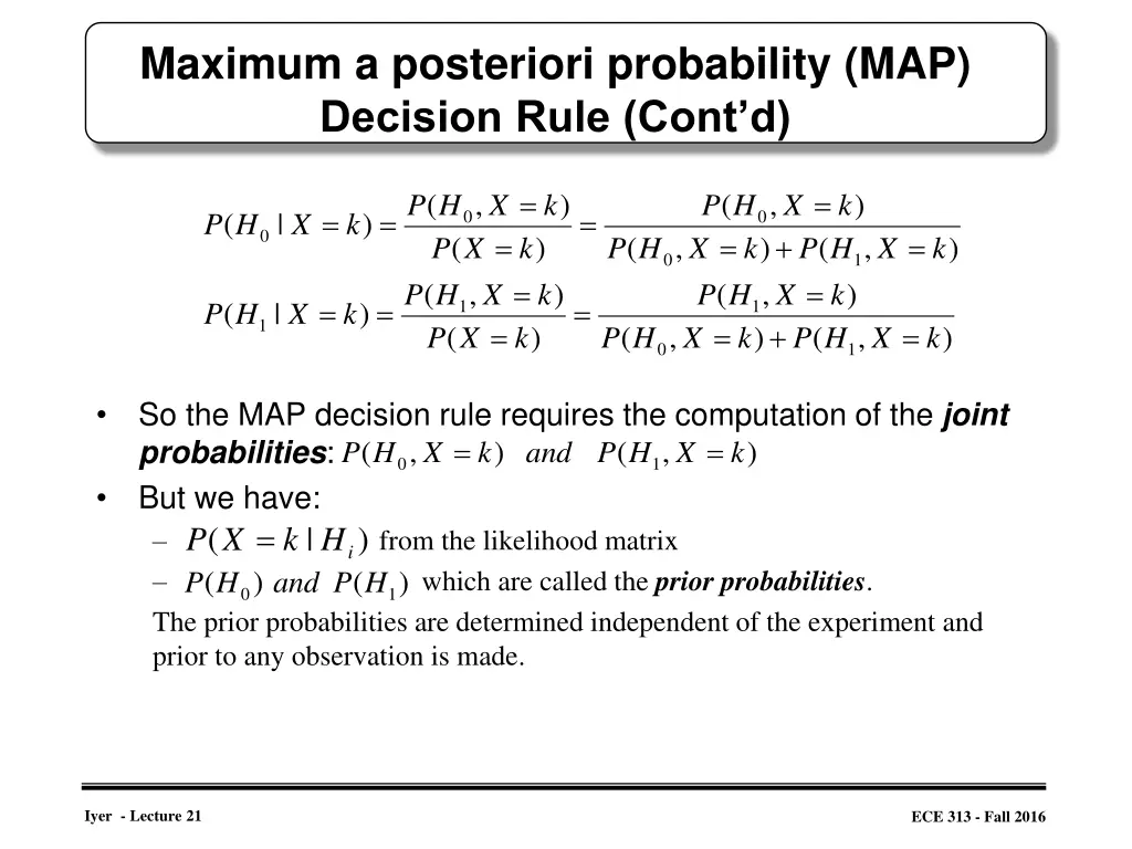 maximum a posteriori probability map decision