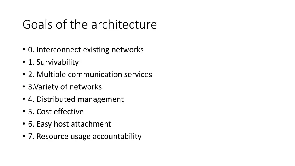 goals of the architecture 1