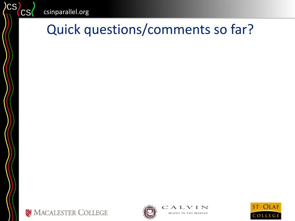 csinparallel org quick questions comments so far