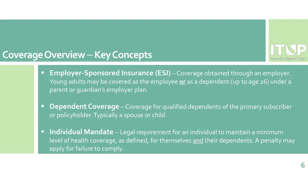 coverage overview key concepts