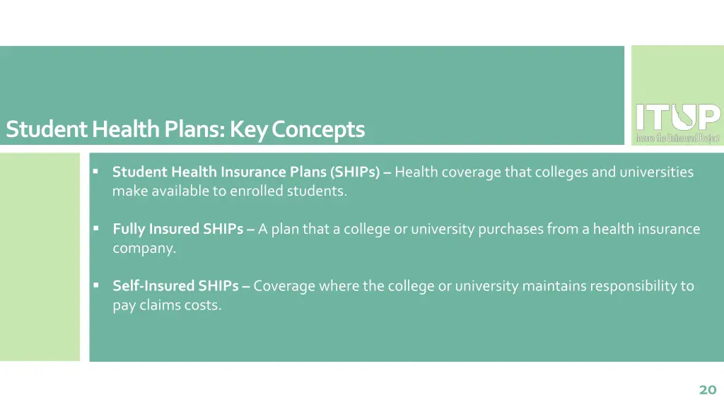 student health plans key concepts