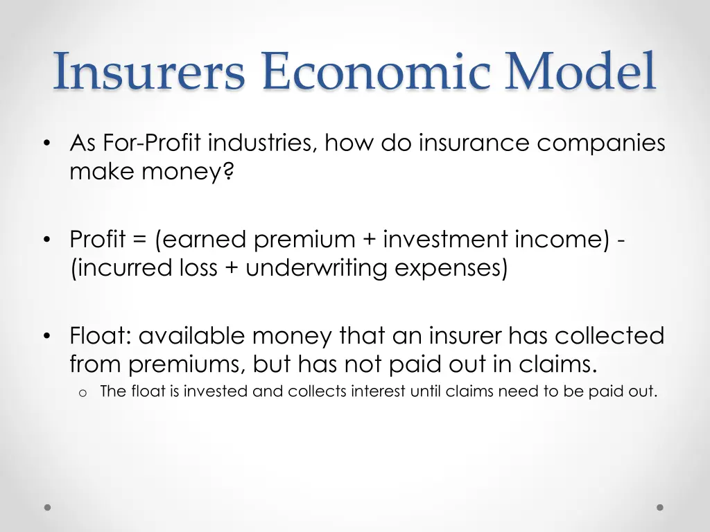 insurers economic model
