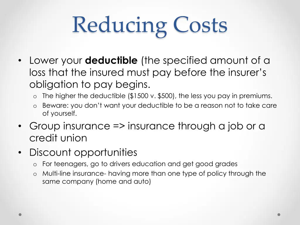 reducing costs