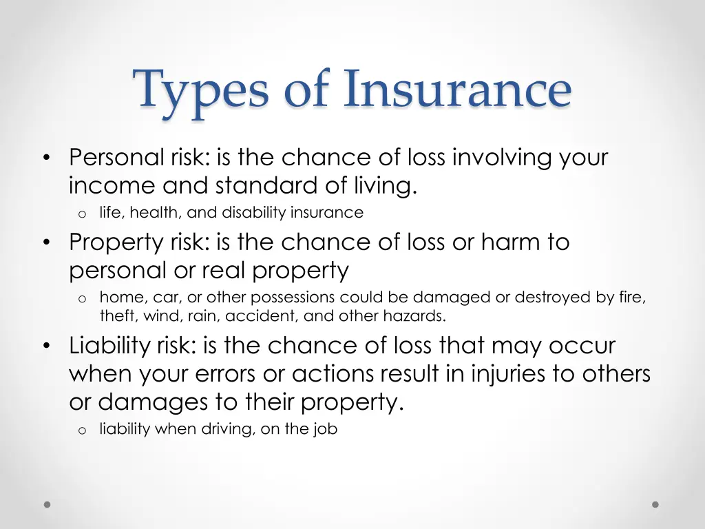 types of insurance