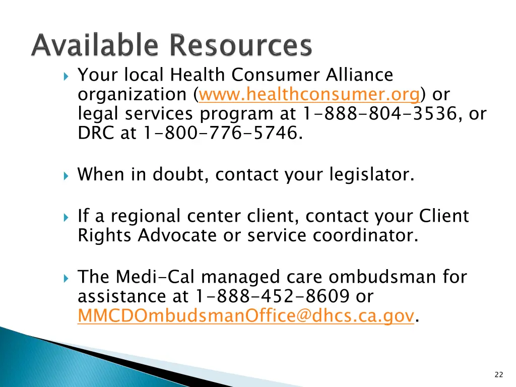 your local health consumer alliance organization