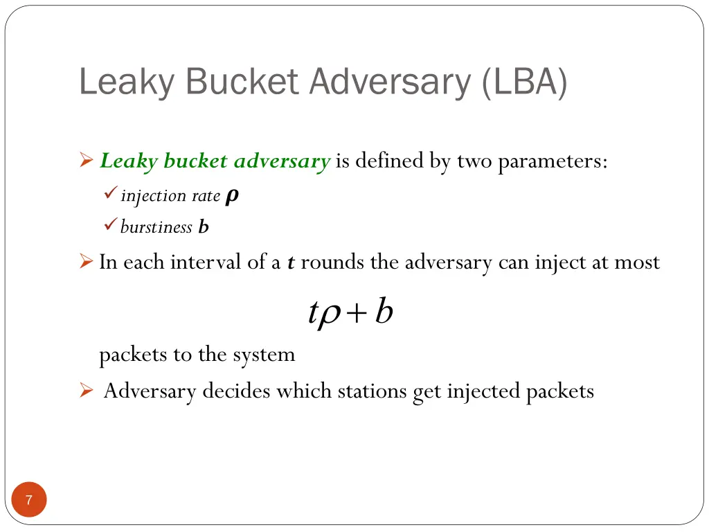 leaky bucket adversary lba