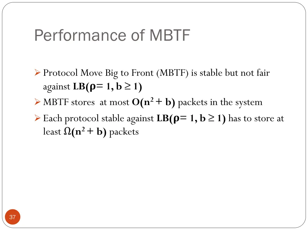 performance of mbtf
