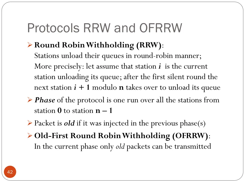 protocols rrw and ofrrw