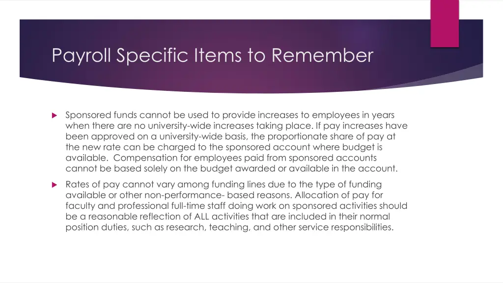 payroll specific items to remember 1