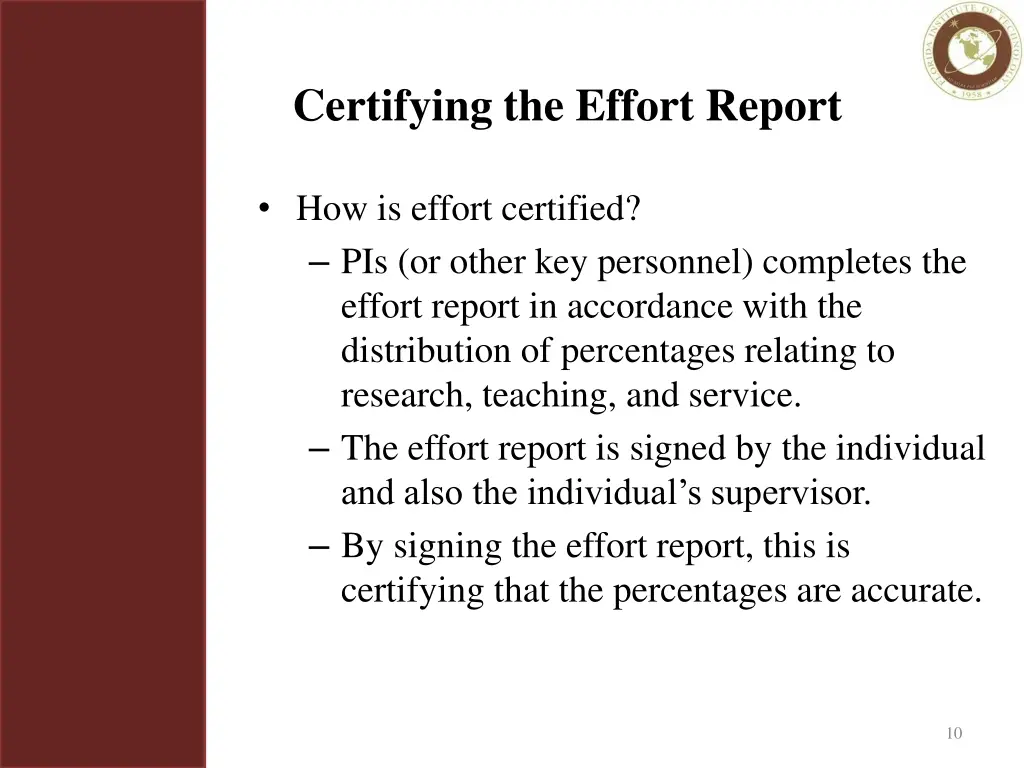 certifying the effort report 1