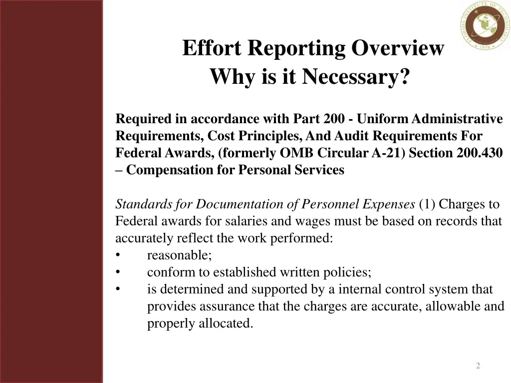effort reporting overview why is it necessary