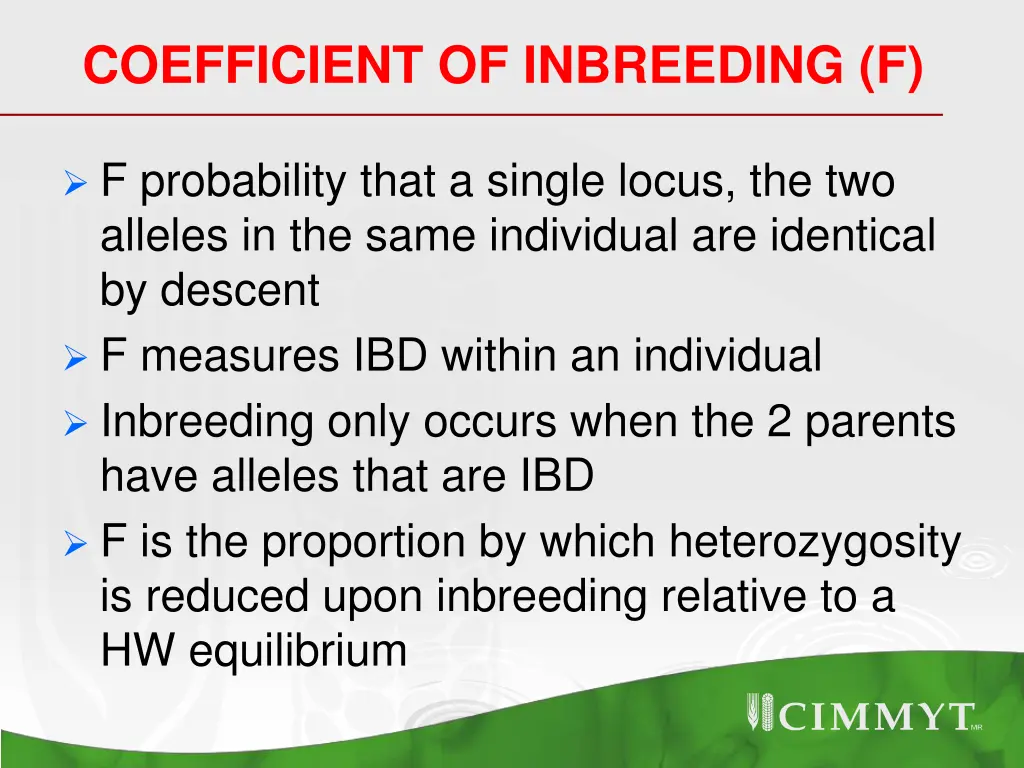 coefficient of inbreeding f