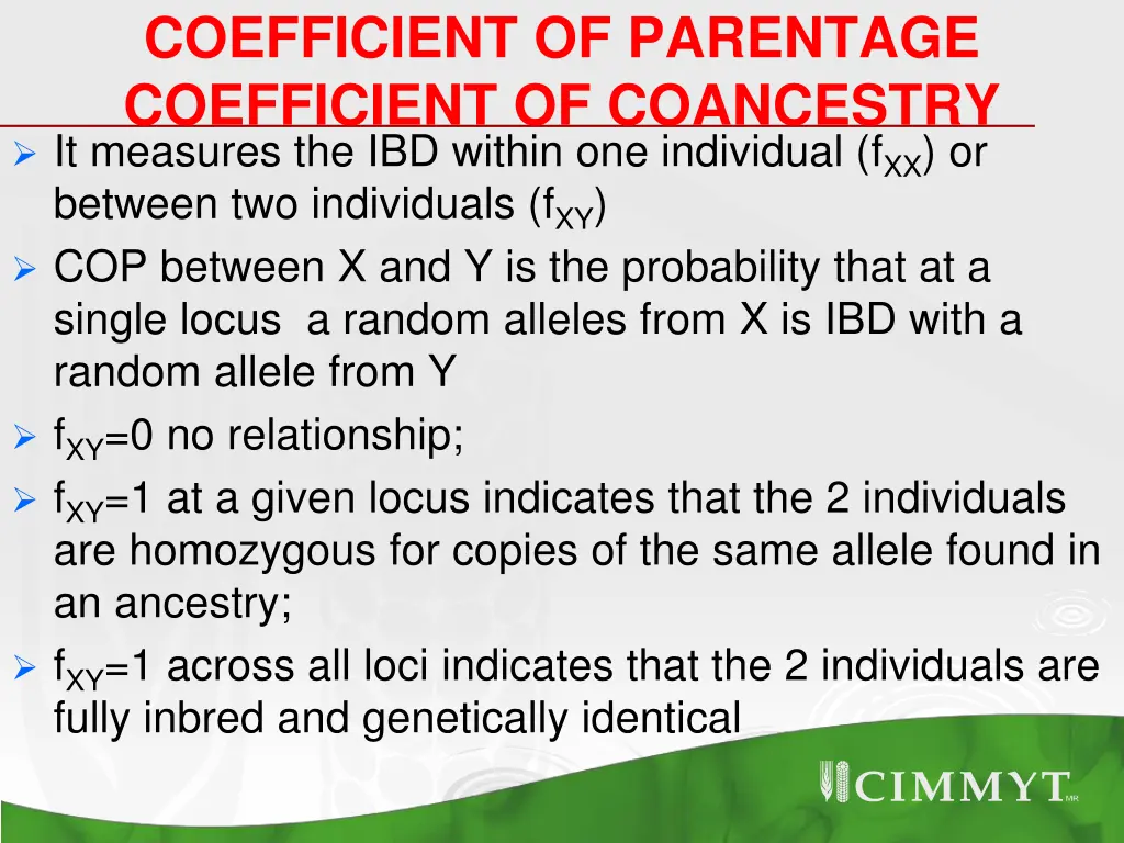 coefficient of parentage coefficient