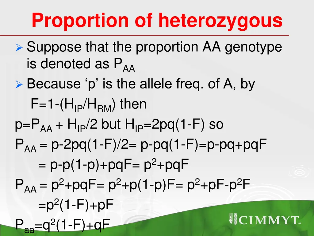 proportion of heterozygous 3