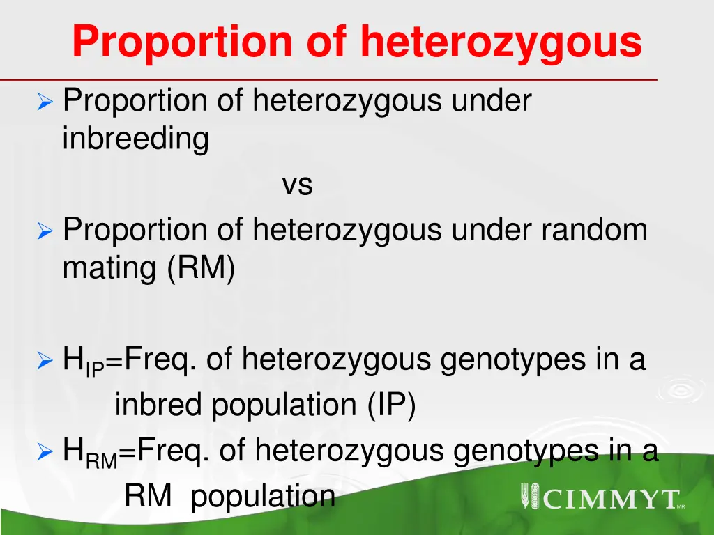 proportion of heterozygous
