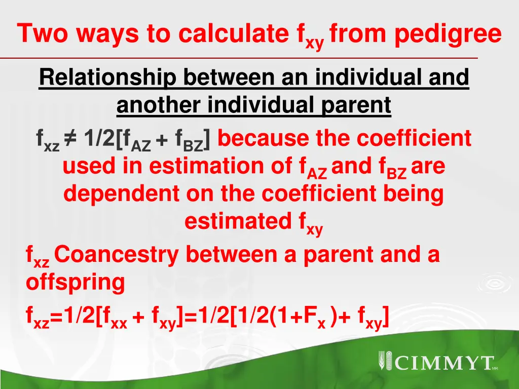 two ways to calculate f xy from pedigree 2