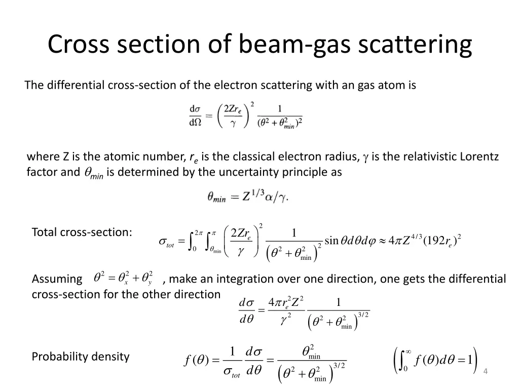 cross section of beam gas scattering