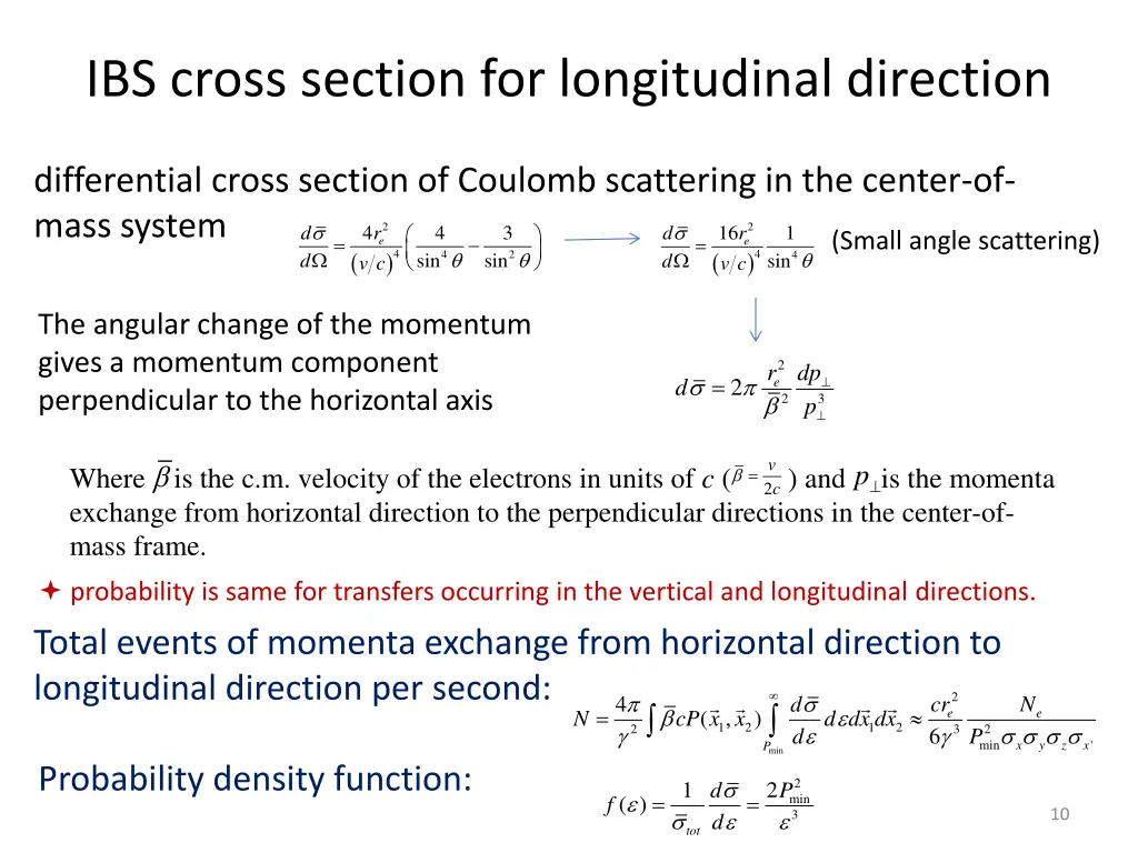 ibs cross section for longitudinal direction
