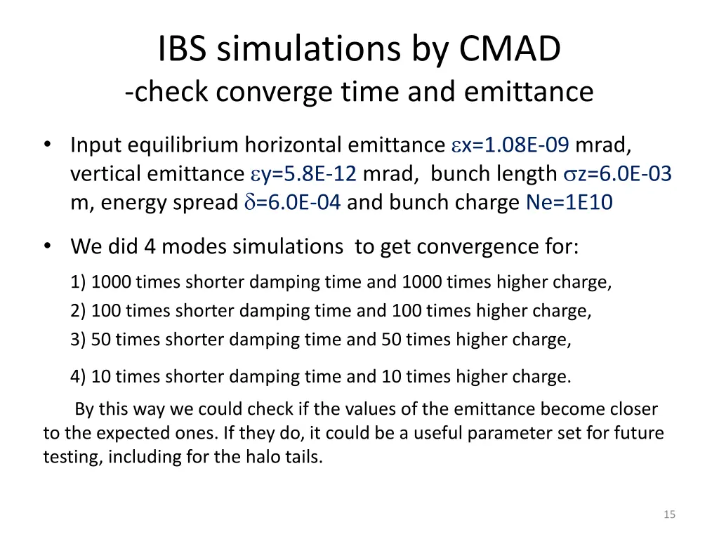 ibs simulations by cmad check converge time