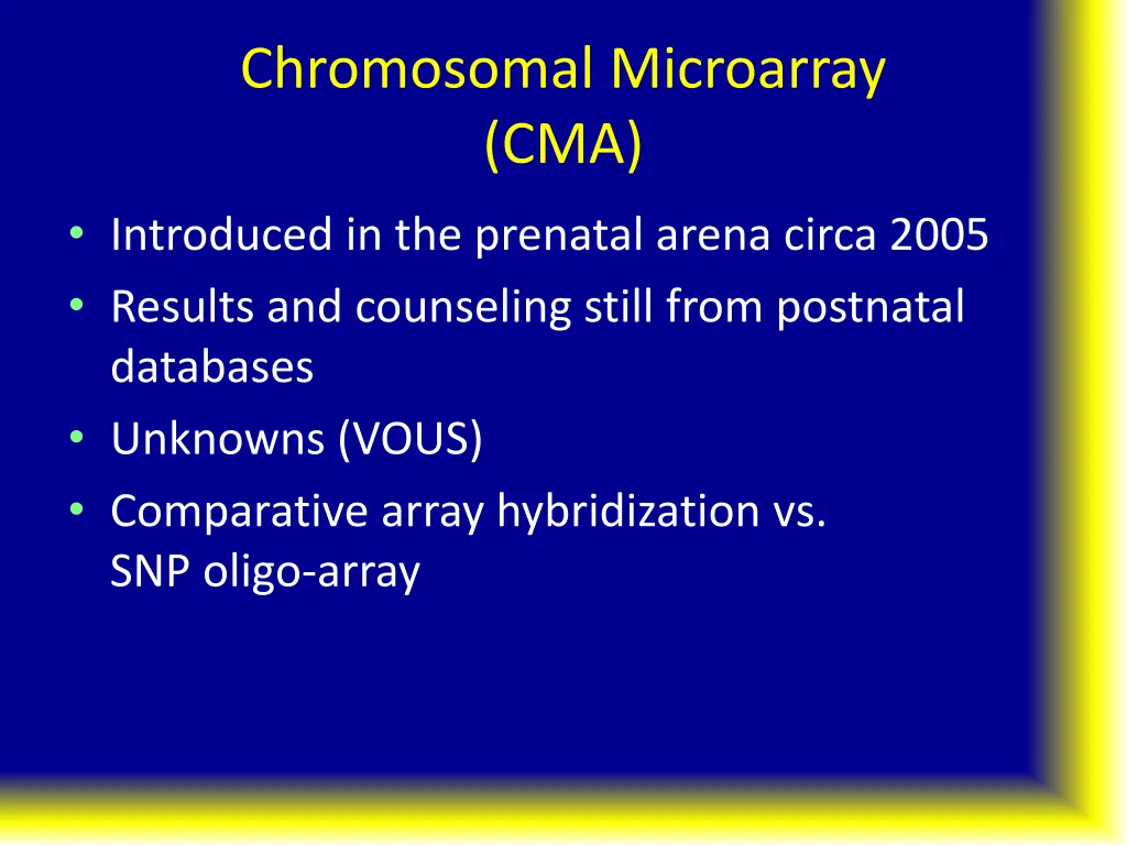 chromosomal microarray cma