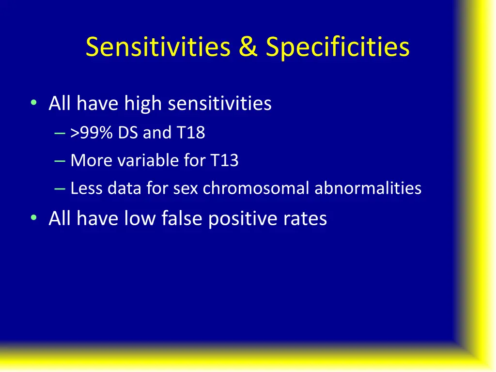 sensitivities specificities