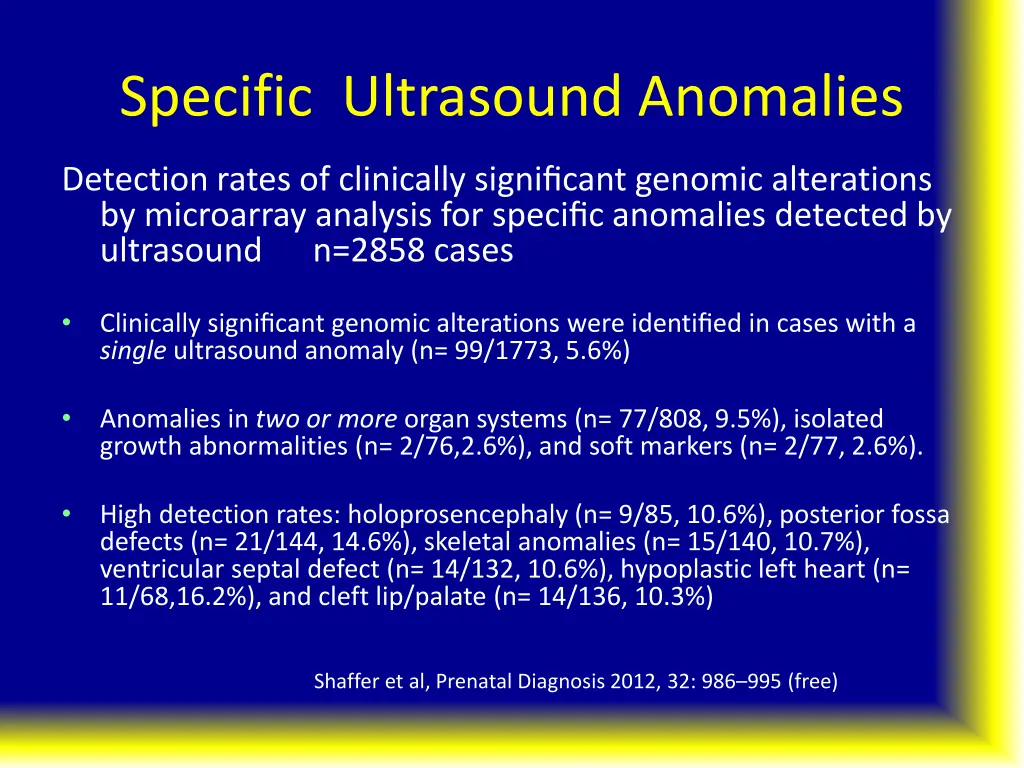 specific ultrasound anomalies