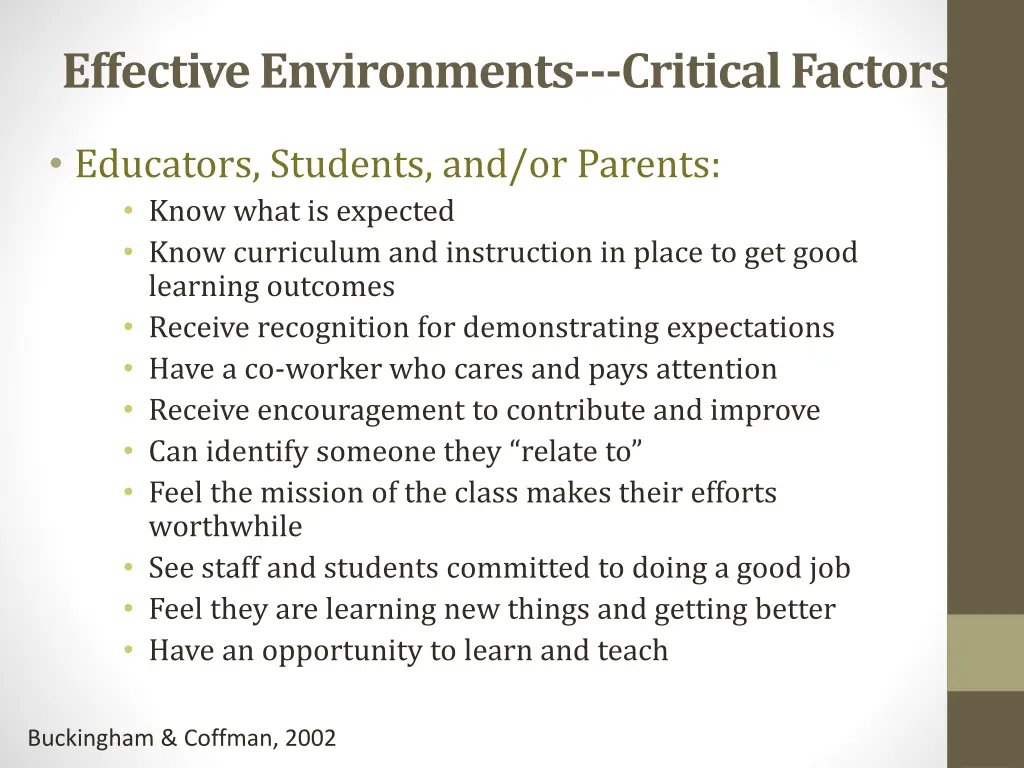 effective environments critical factors