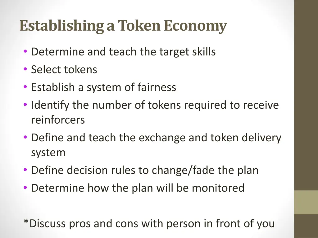 establishing a token economy