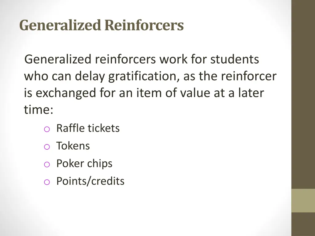 generalized reinforcers