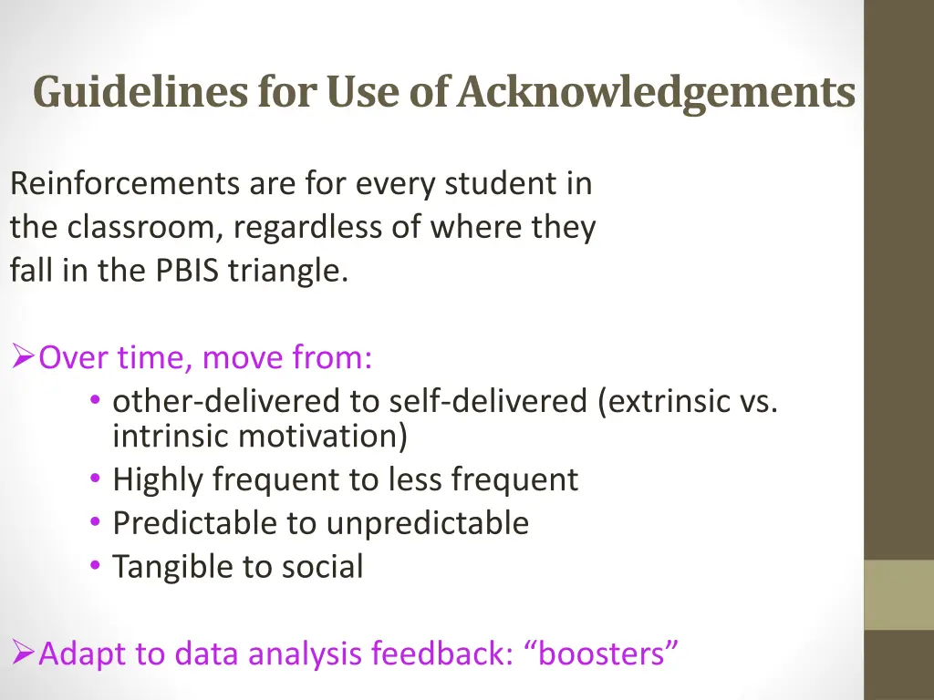 guidelines for use of acknowledgements