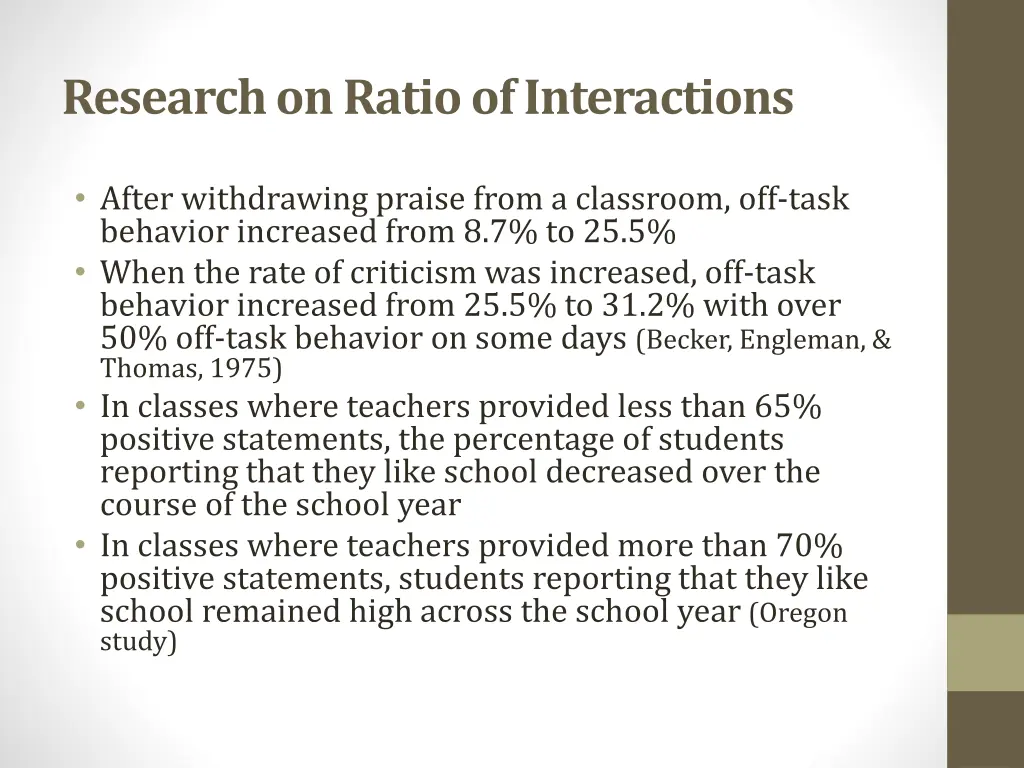 research on ratio of interactions