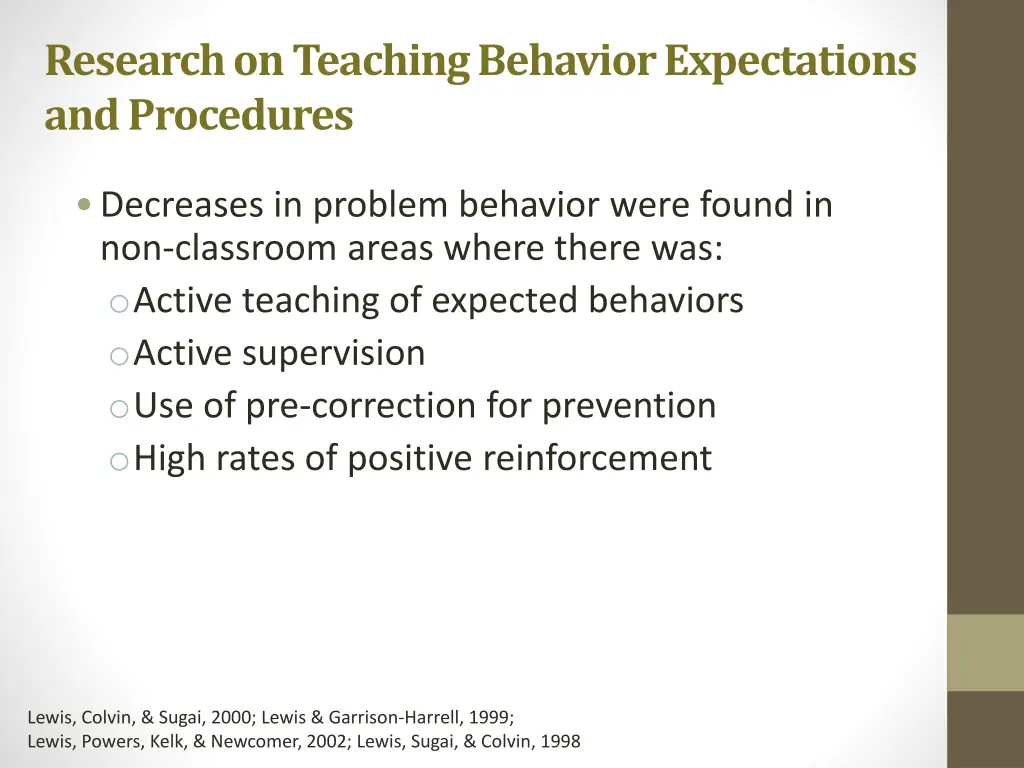 research on teaching behavior expectations