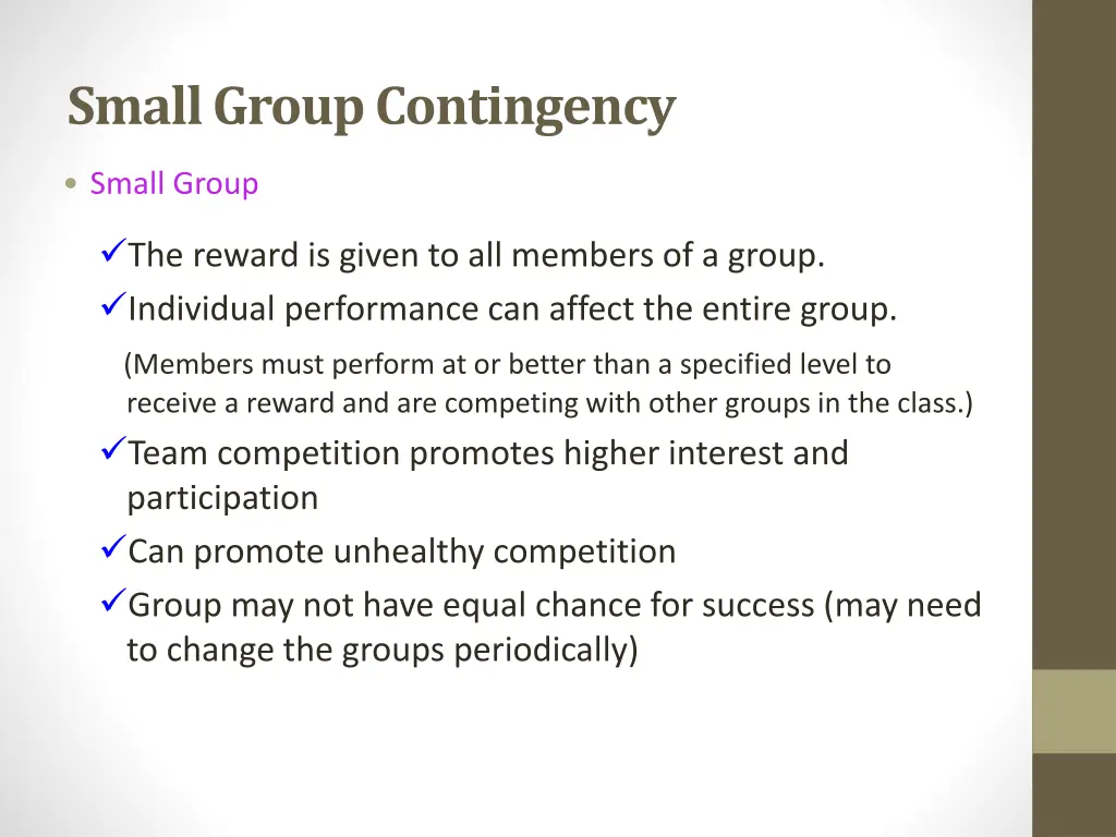 small group contingency