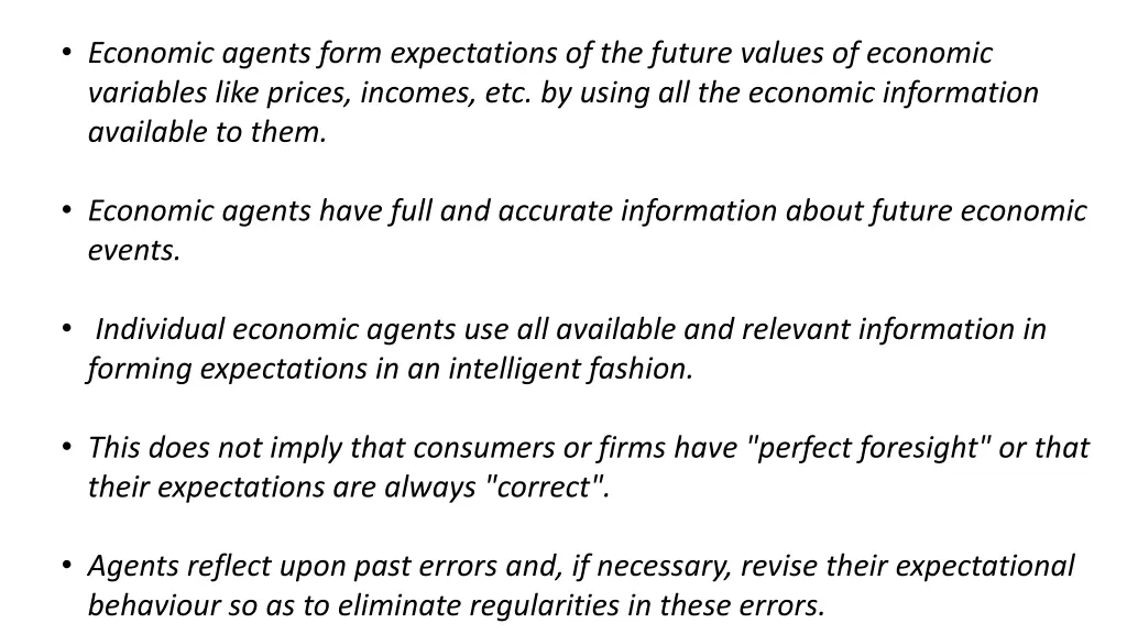 economic agents form expectations of the future