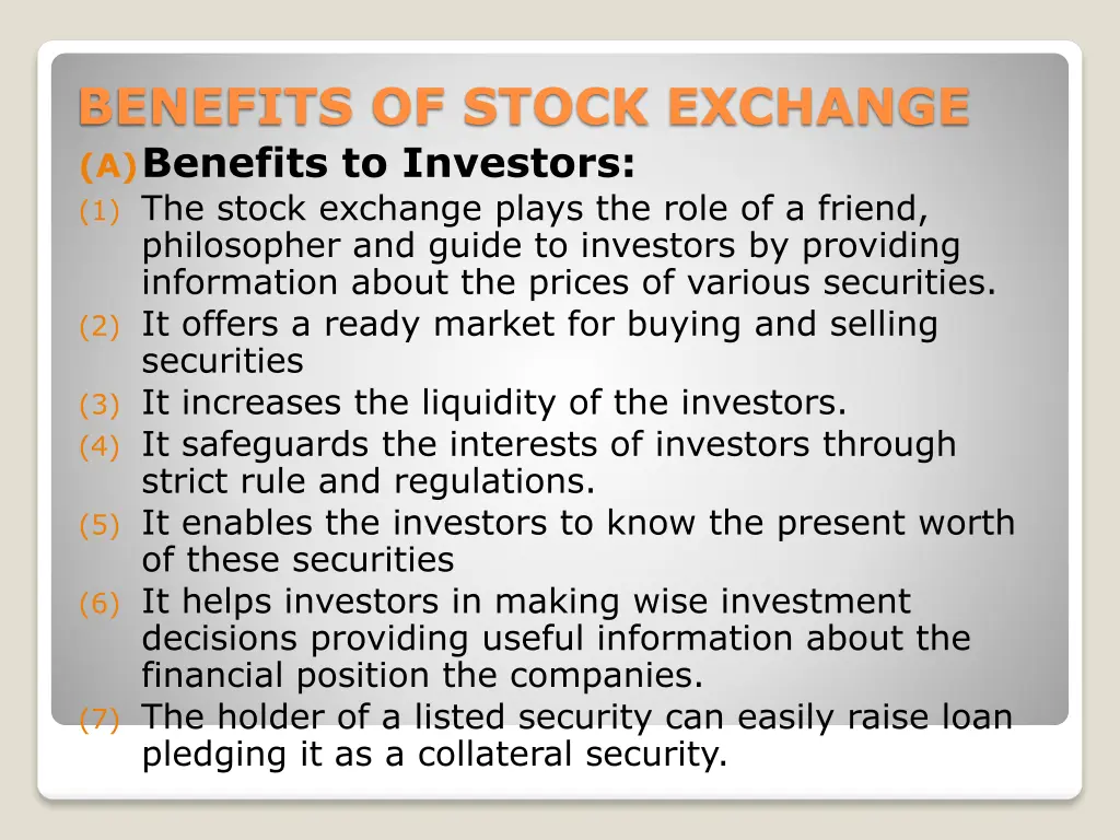 benefits of stock exchange a benefits