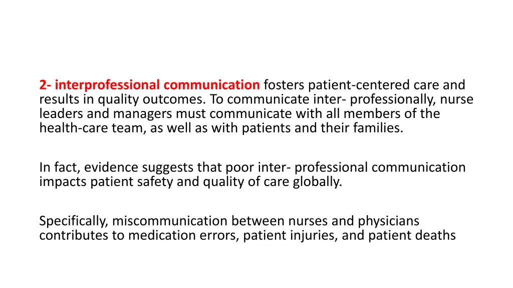 2 interprofessional communication fosters patient