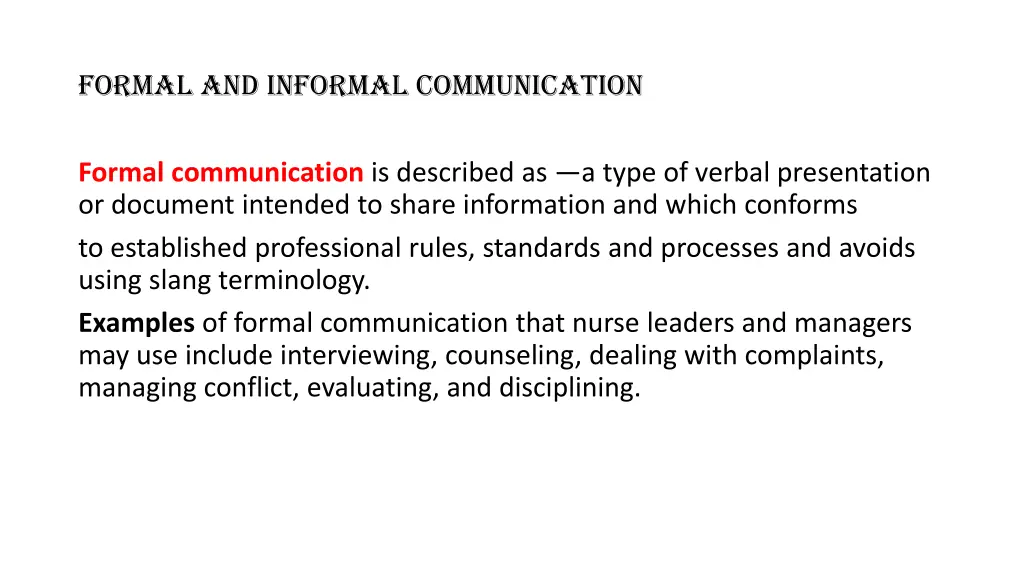 formal and informal communication